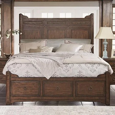Queen Storage Bed with 3 Footboard Drawers